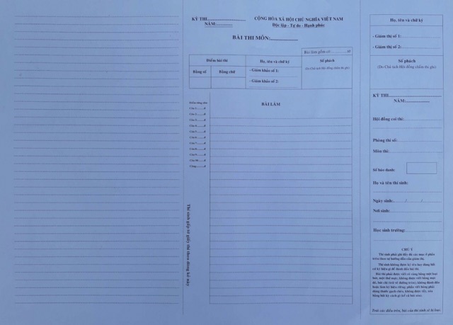 Giấy thi A3 ( 100 Tờ ) Phách Dọc