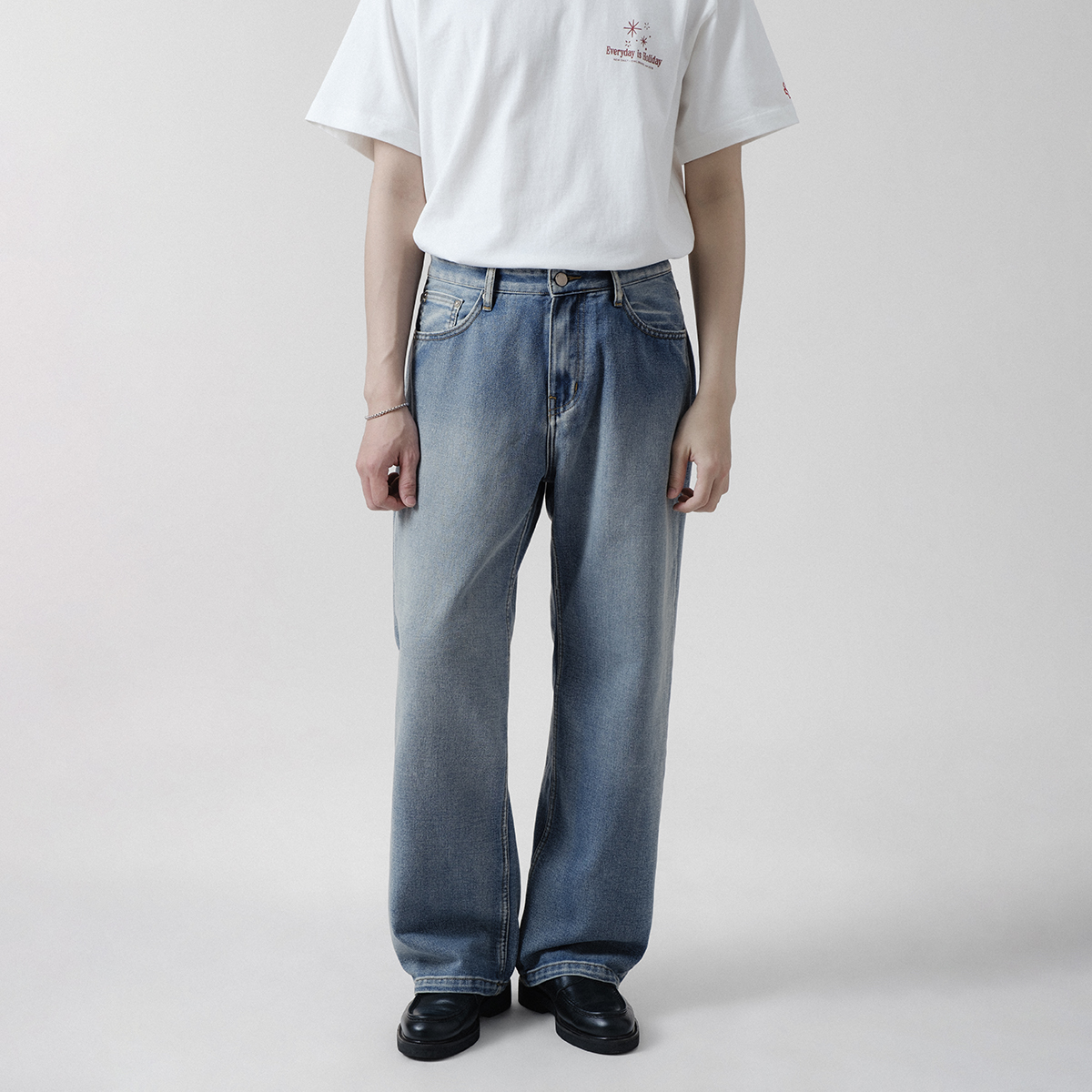 Quần jean nam Owlbrand Wide/Xanh nhạt