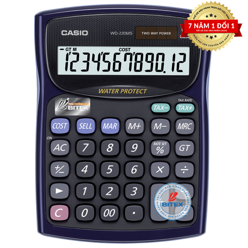 (1 Cái) Máy Tính Casio Cao Cấp WD-220MS