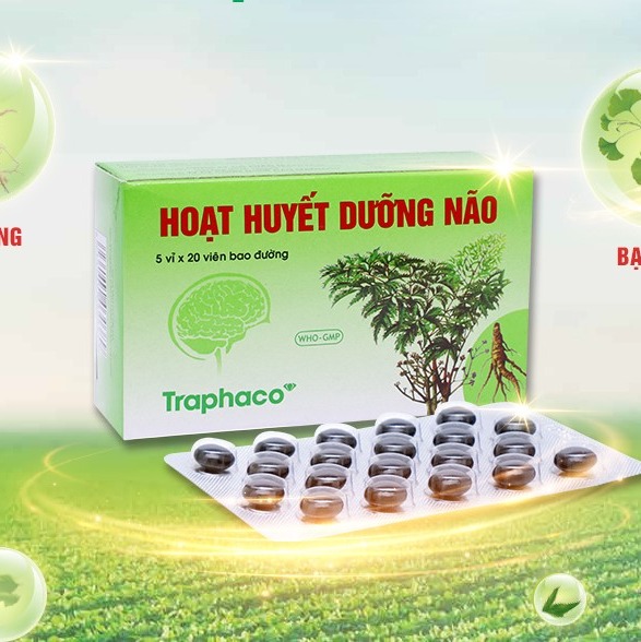 HOẠT HUYẾT DƯỠNG NÃO - Phòng và điều trị thiểu năng tuần hoàn não, suy giảm trí nhớ hộp 100 viên bao đường