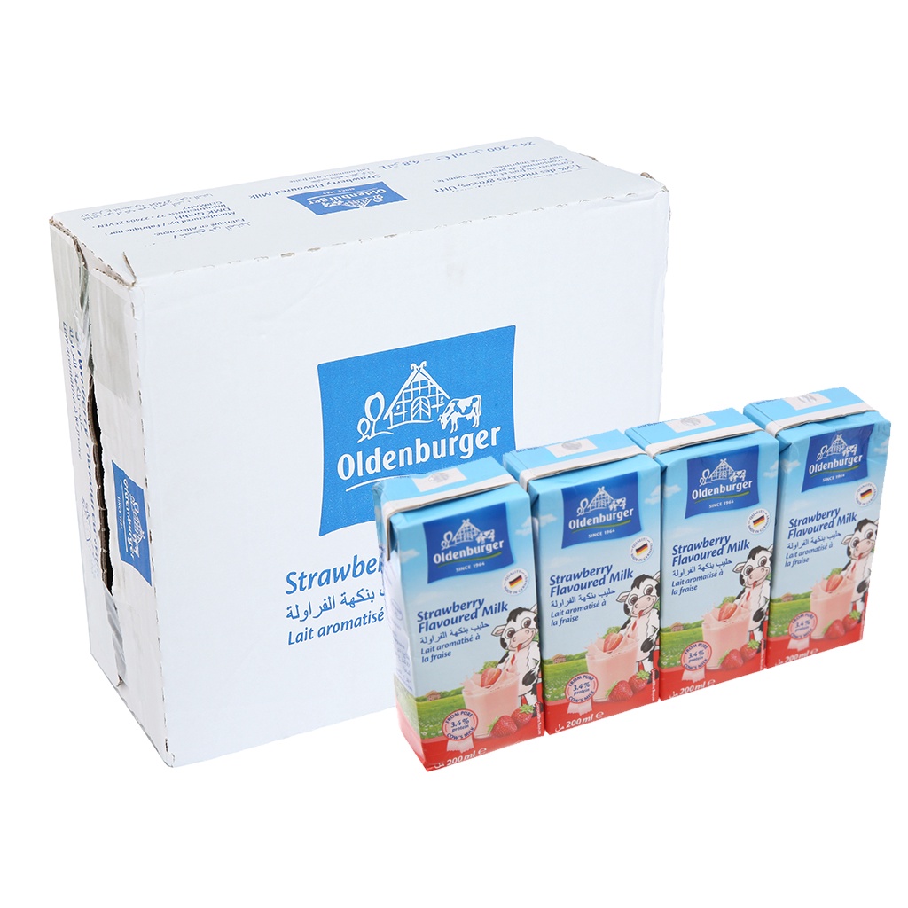 Thùng 24 Hộp Sữa Tươi Oldenburger Vị Dâu 200ml - Sữa tươi Đức