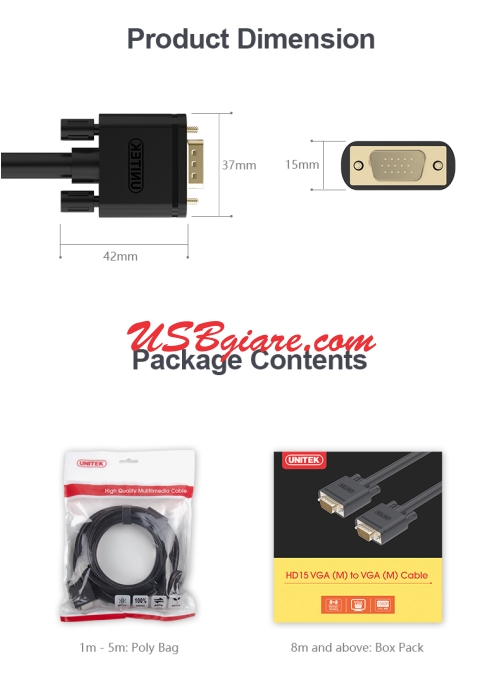 CÁP VGA 3M (3C+6) UNITEK Y-C504G