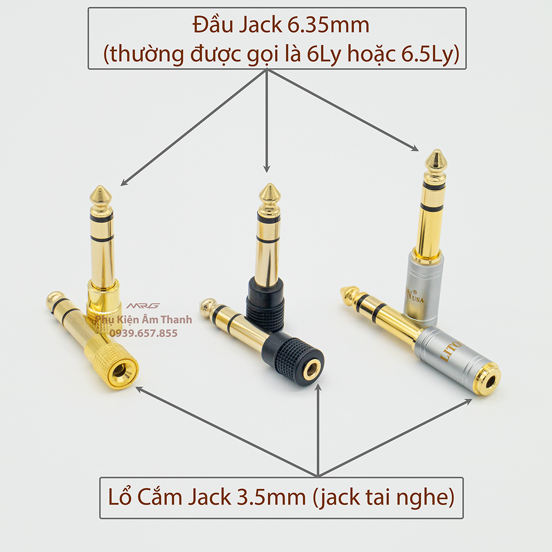 Jack Chuyển Đổi 3.5 Sang 6.5 (lổ cắm 3.5 ra đầu jack 6ly) giá 1 chiếc. JC
