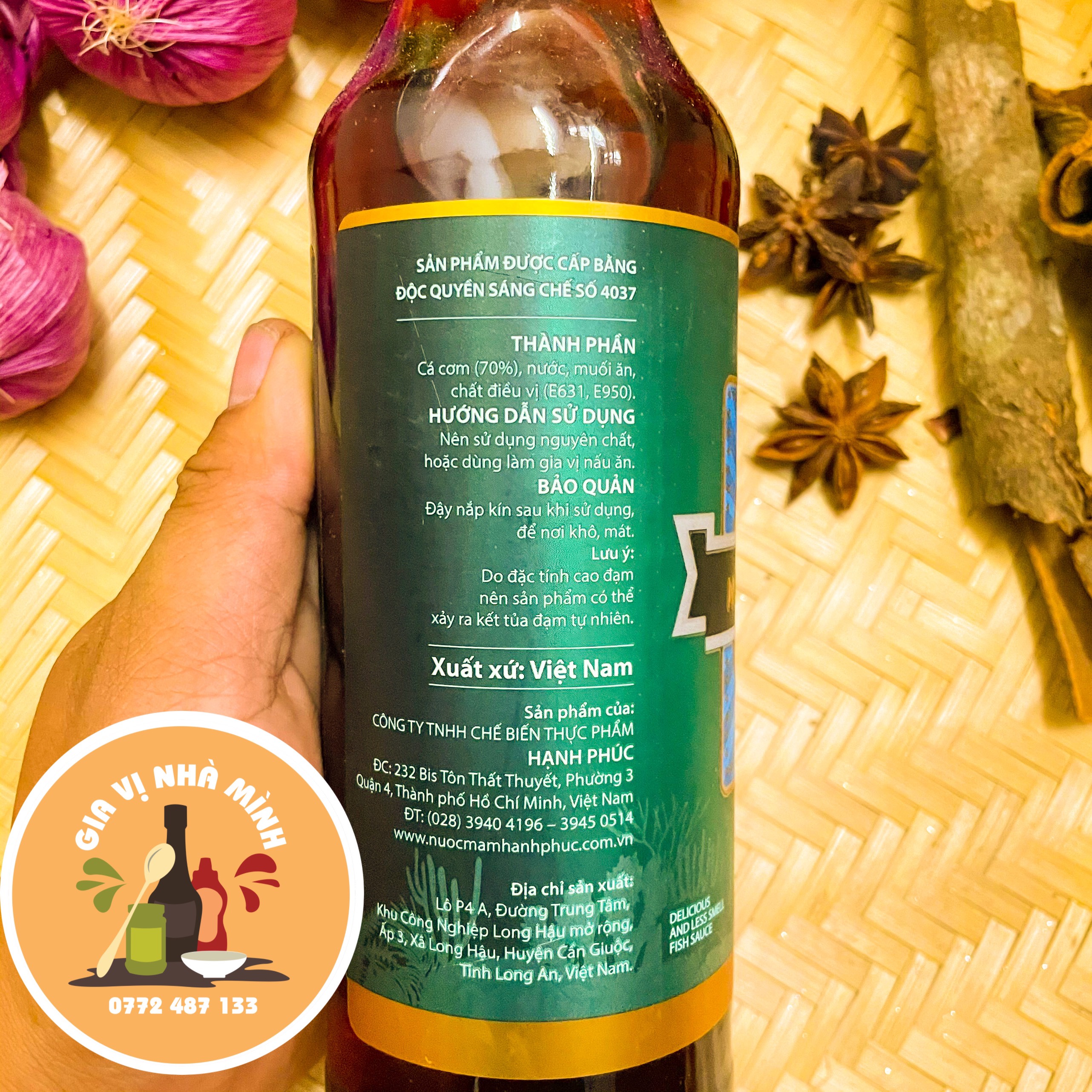 NƯỚC MẮM CÁ CƠM HẠNH PHÚC 60 ĐỘ ĐẠM 500ML