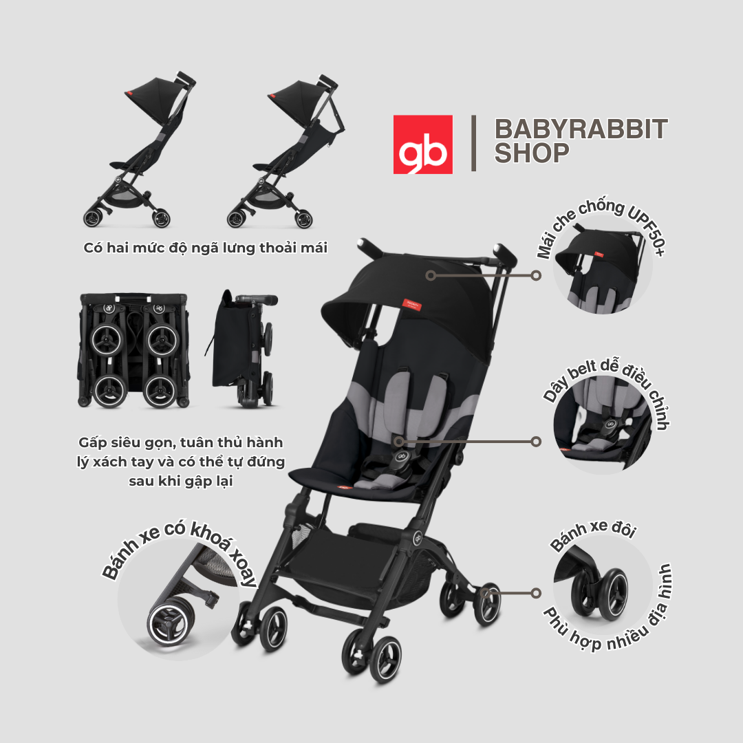 Xe đẩy gấp gọn cho bé GB Pockit All Terrain