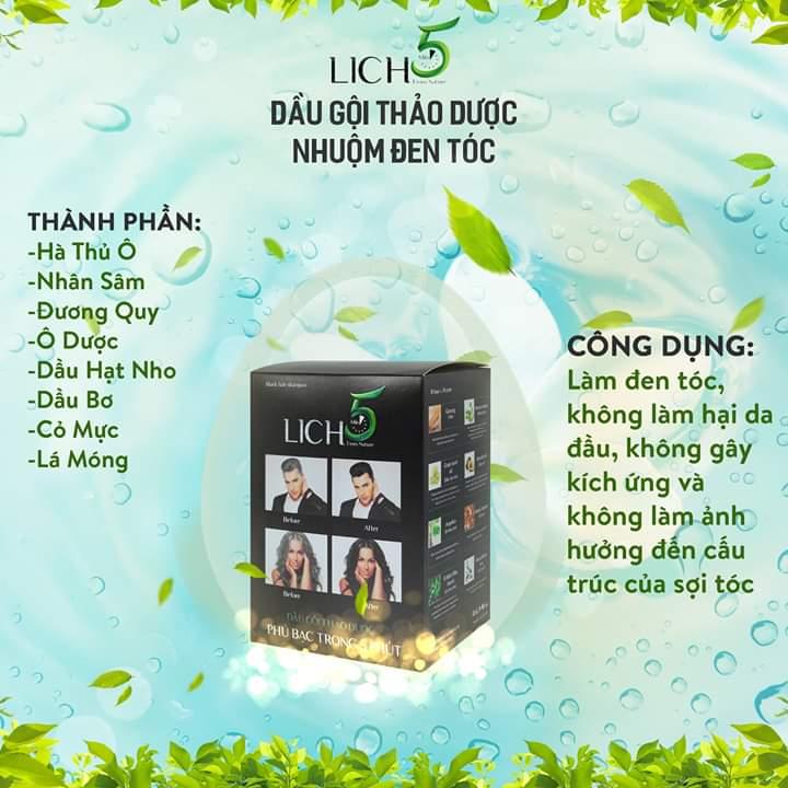 Dầu gội đen tóc thảo dược LICH5 [Mầu Đen, Mầu Nâu Đen]