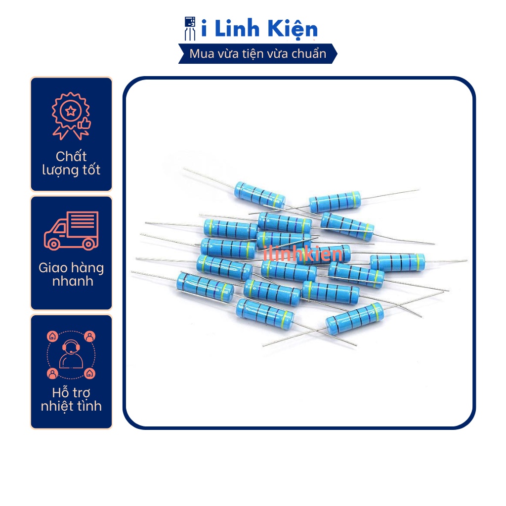 Điện trở vạch 1W 1K 1% chân đồng (10c)