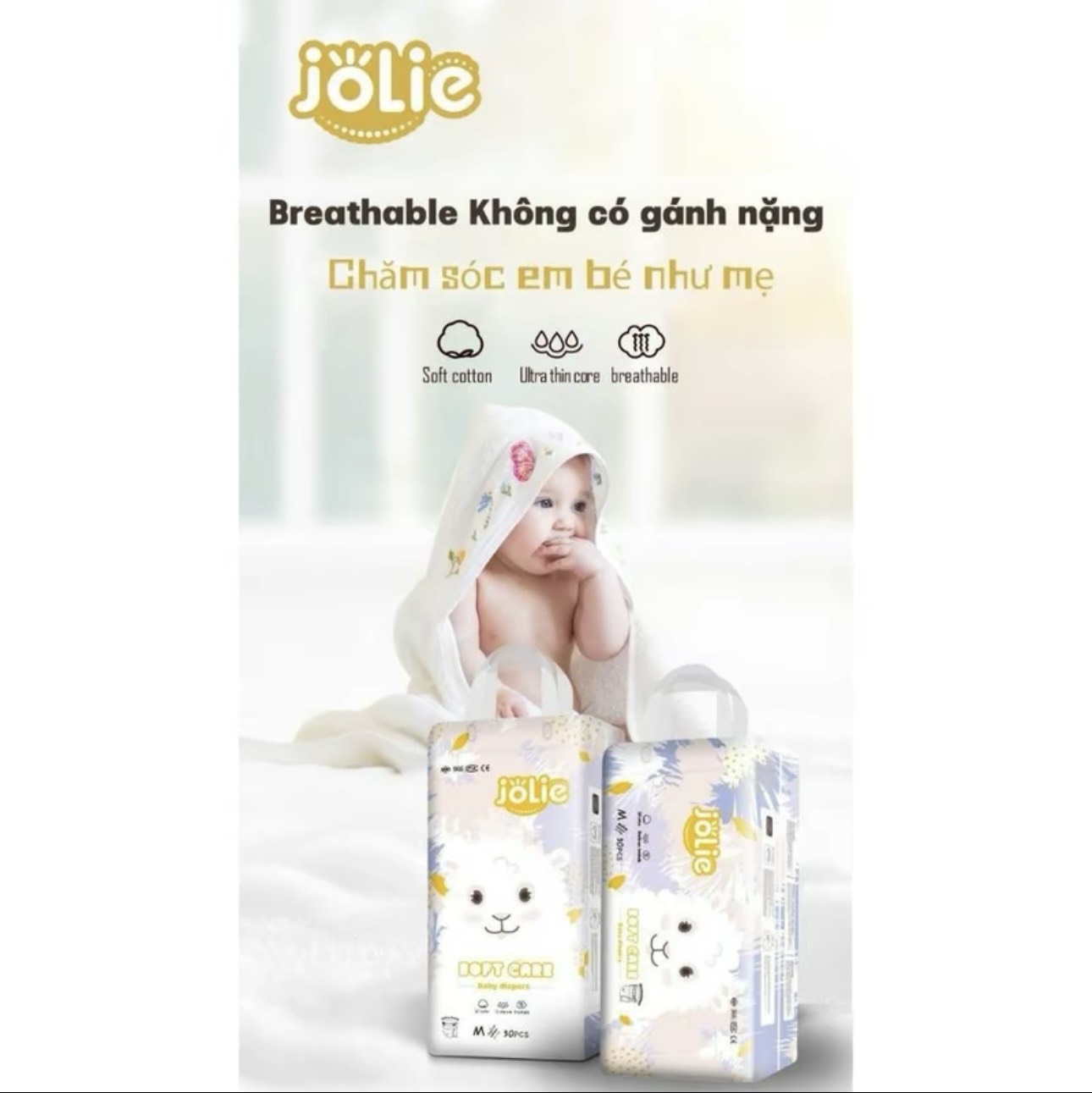 Bỉm Jolie ( 2 bịch 100 miếng)