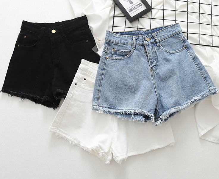 Quần short jean nữ TRẮNG & ĐEN TUA LAI VL;1