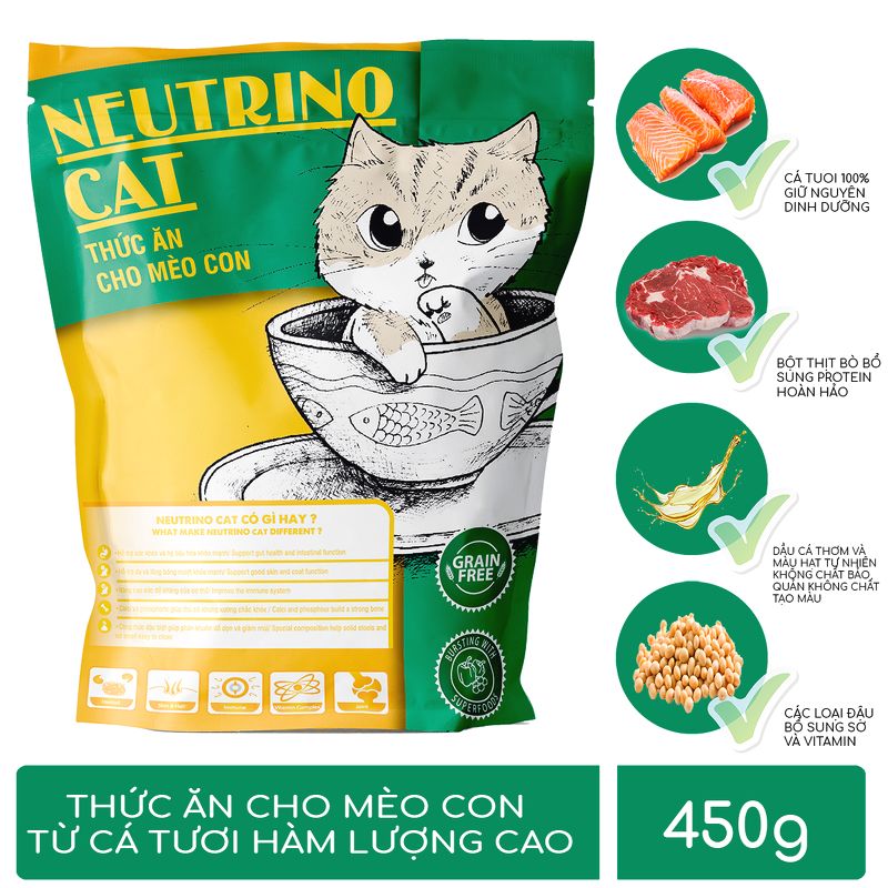 [HCM]Thức ăn mèo con - Neutrino cat 450g