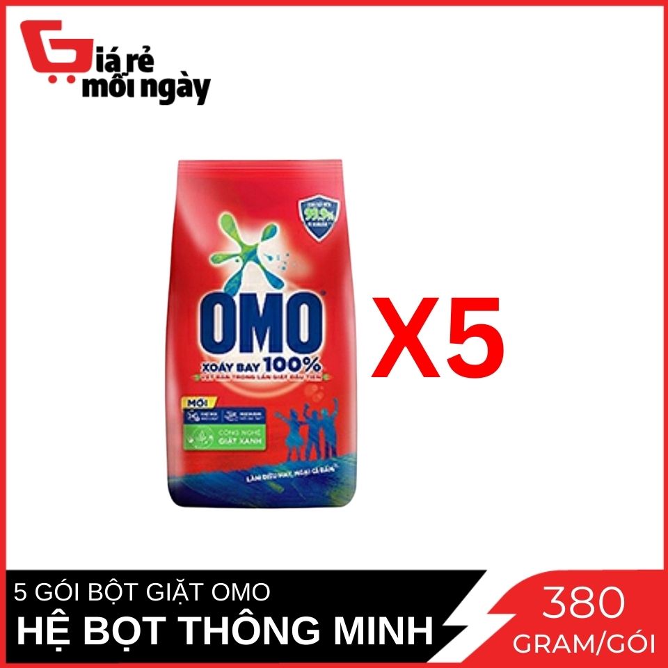 Combo 5 Bột Giặt Omo Hệ Bọt Thông Minh Gói 380G