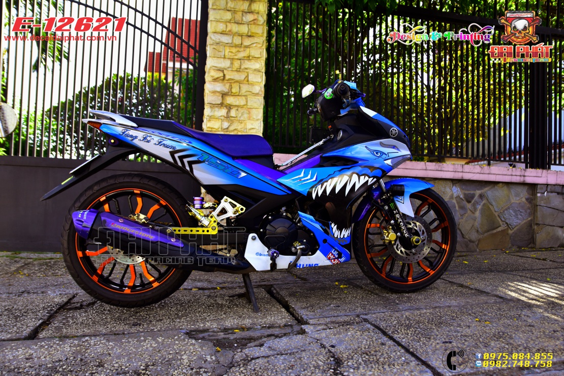 Tem Trùm Exciter 150 Cá Mập Xanh Bạc - E-12621