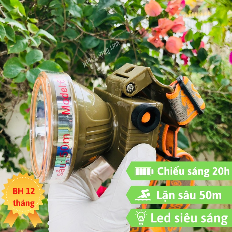 Đèn đội đầu chống nước kl-628 pin 10 tiếng dùng soi đi đánh cá, lặn, mỏ