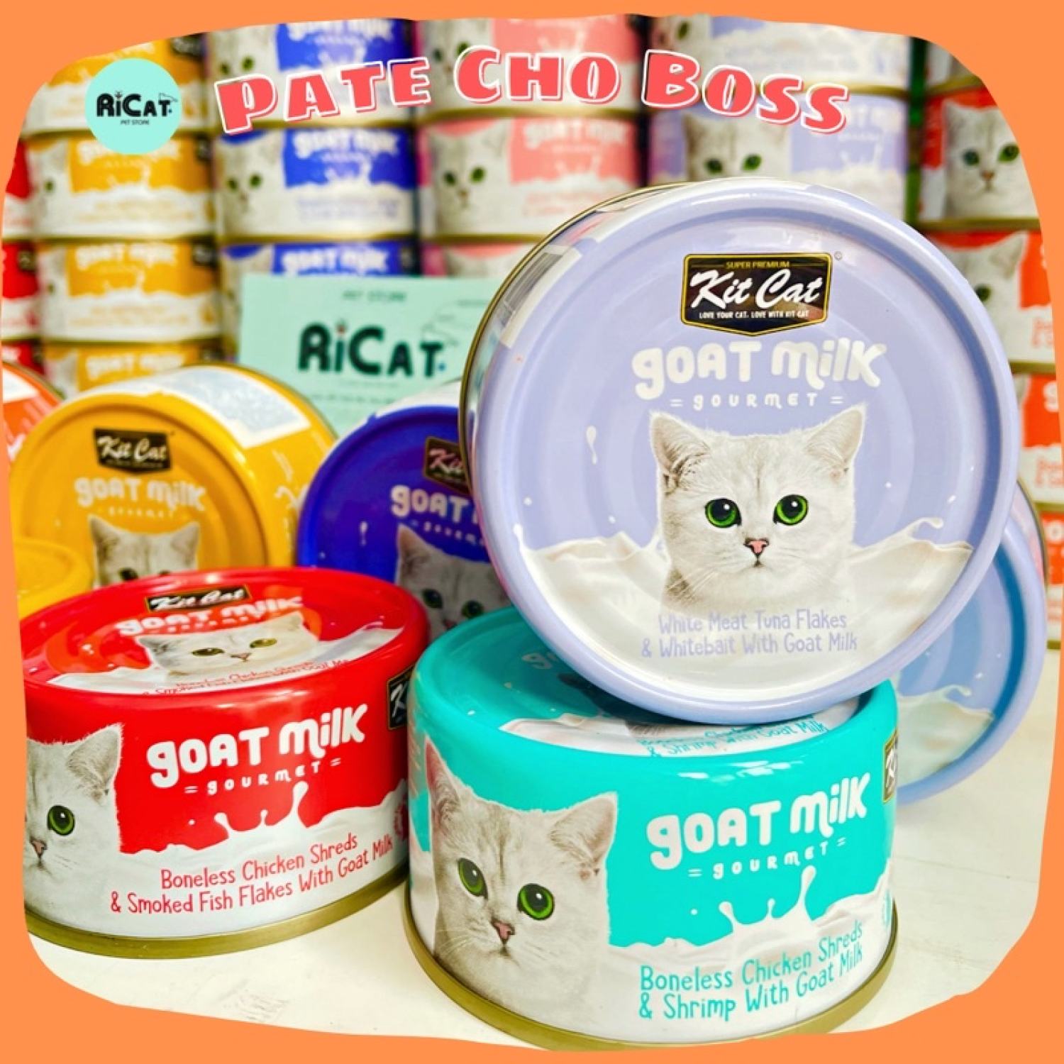 Pate KITCAT Goat Milk Sữa Dê cho Mèo mọi lứa tuổi Lon 70g