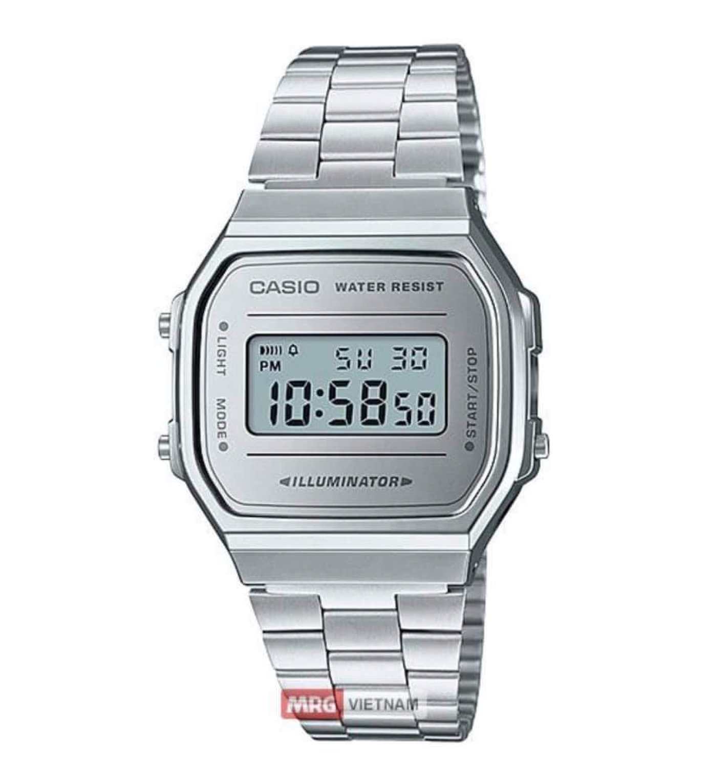 Đồng hồ điện tử Casio A168 FULL BOX dây thép không gỉ, cổ điển, sang trọng