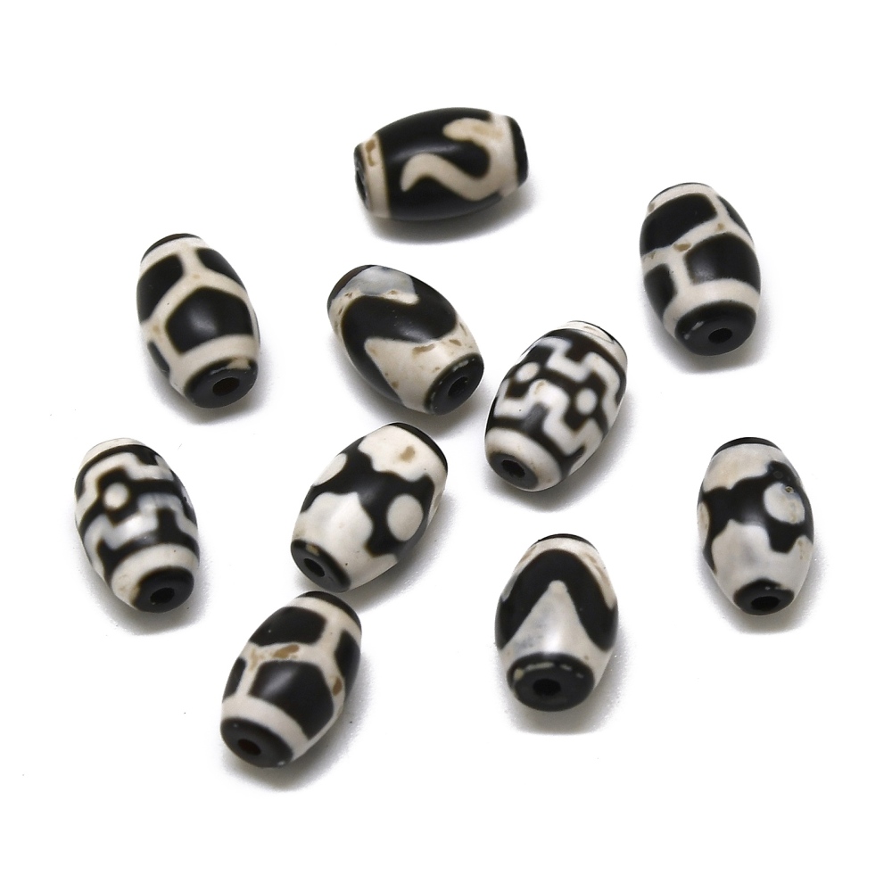 5pc Tibetan Style dZi Beads Natural Agate Beads Dyed Rice Mixed Patterns