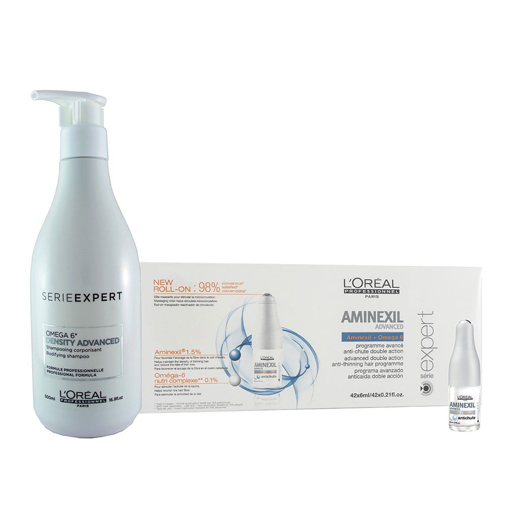 Combo dầu gội và tinh chất giảm rụng tóc Loréal Density + Aminexil 500ml/100ml