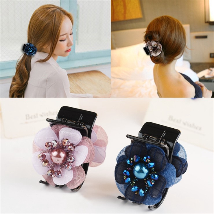 [HCM]Kẹp càng cua 5 răng đính hoa nữ tính