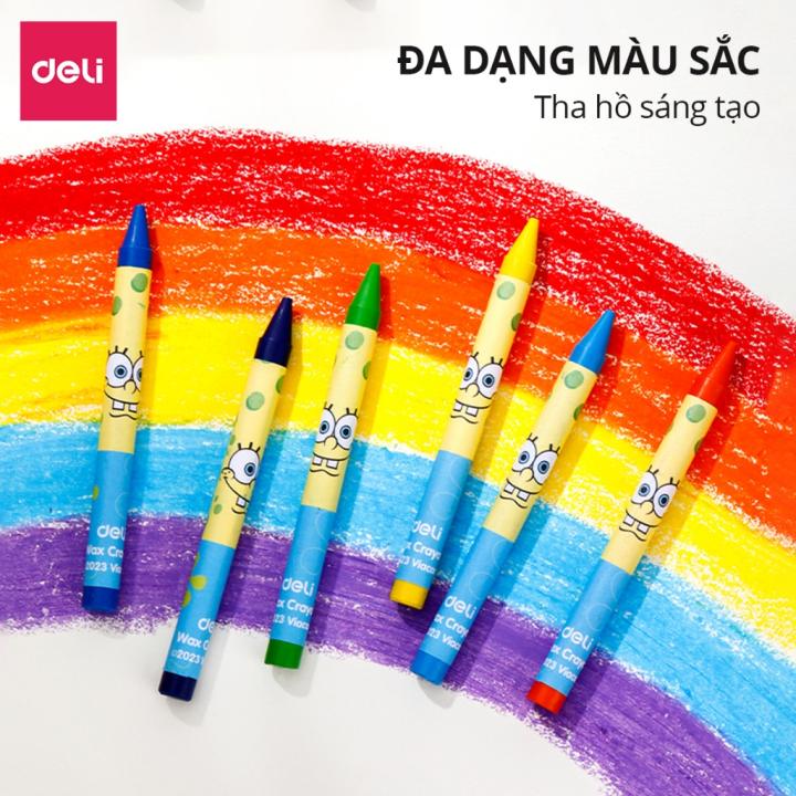Bút Sáp Màu Nến Bọt Biển Cho Bé Deli - 16/24 Màu Tươi Đậm Ít Vụn An Toàn Với Trẻ Nhỏ Học Sinh Tô Màu Vẽ Tranh Mỹ Thuật - Hình ảnh 5
