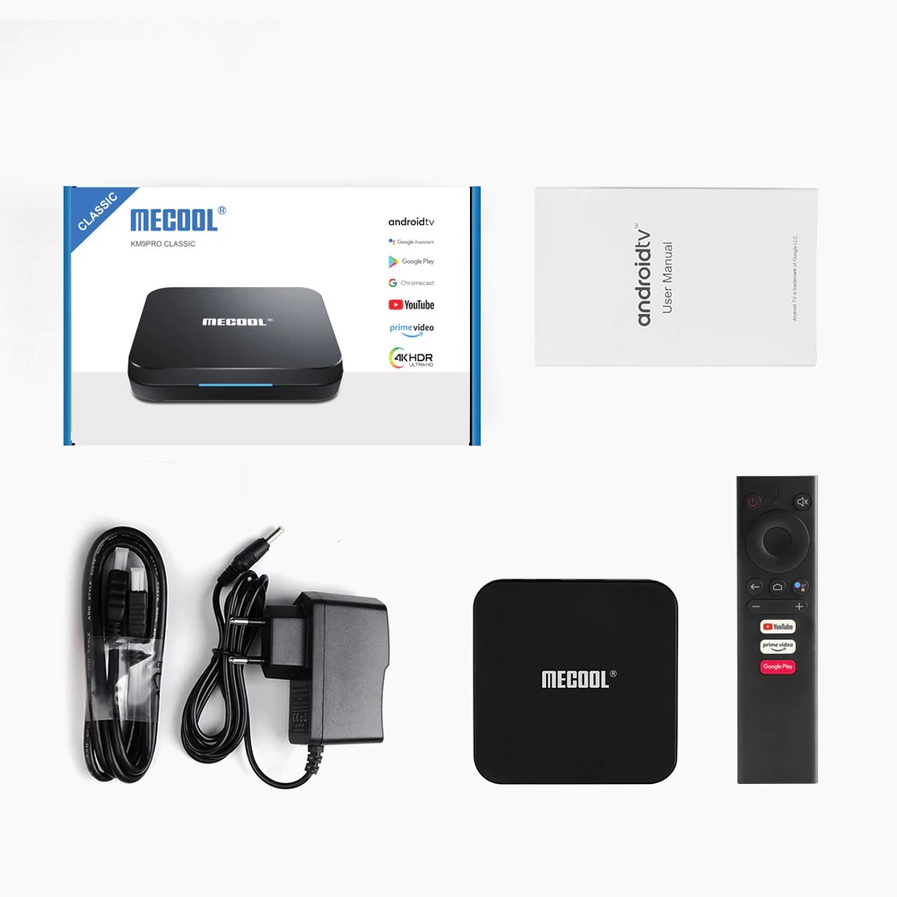 [HCM]Mecool KM9 Pro Classic Android TV 10 Chứng Chỉ Google (Google Certificate) Amlogic S905X2 Ram 2GB Bộ Nhớ Trong 16GB Remote Voice Giọng Nói Kèm Theo Box