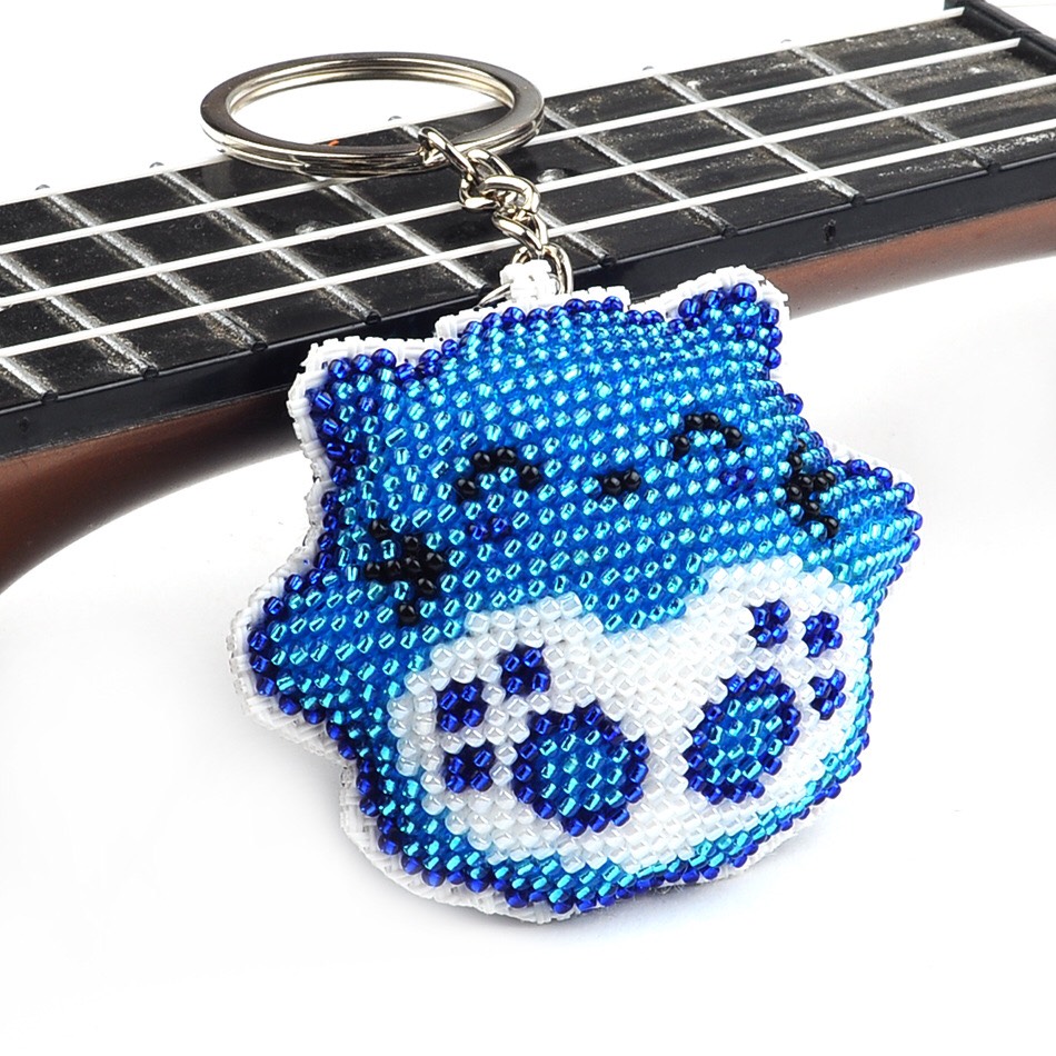 [HCM]Móc khóa đính hạt cườm handmade siêu bền Hình mèo