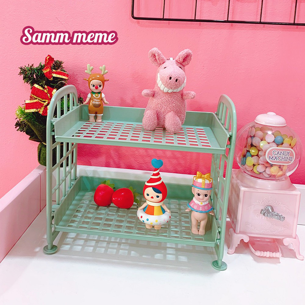 Kệ nhựa xếp 2 tầng mini đựng đồ đa năng