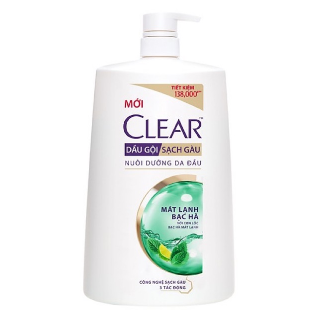 Dầu gội clear bạc hà chai 1400g