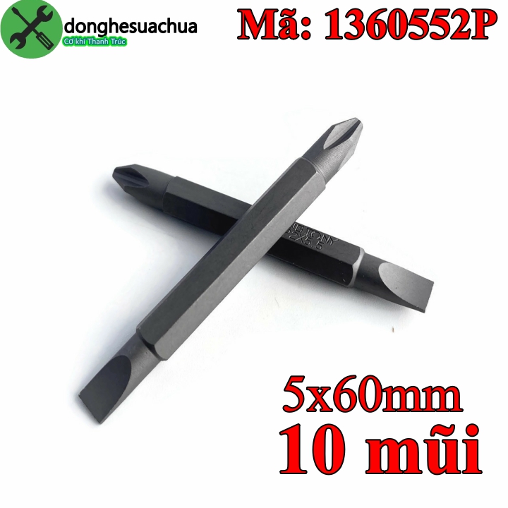Mũi vít hai đầu dẹp + bake kingtony 1360552p dài 60mm