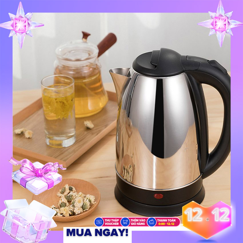 Ấm Siêu Tốc Inox 1,8 Lít Electric Kettle - ấm siêu tốc - bình siêu tốc - ấm đun siêu tốc - bình đun siêu tốc - ấm siêu tốc chính hãng - ấm đun nước - bình đun nước - bếp ấm đun nước - đồ gia dụng nhà bếp - Bảo hàng 12 tháng
