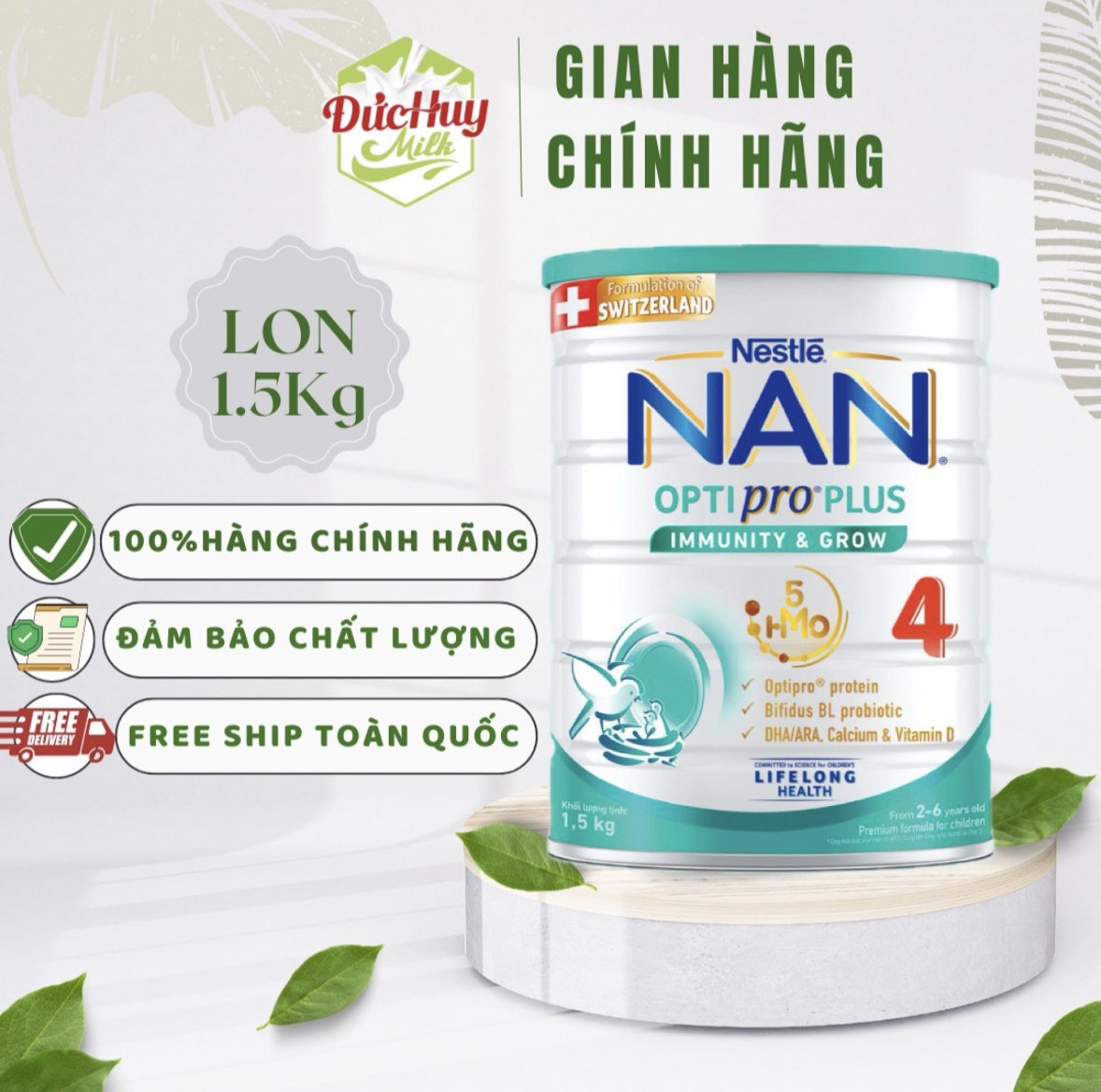 Sữa bột nestle nan optipro 4 hm-o cho trẻ trên 2 tuổi 1.5kg
