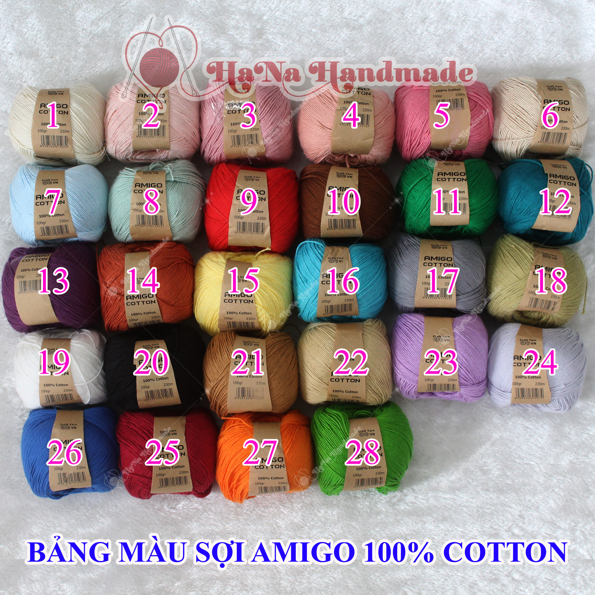 Sợi Amigo 100% cotton 35k/cuộn 100g
