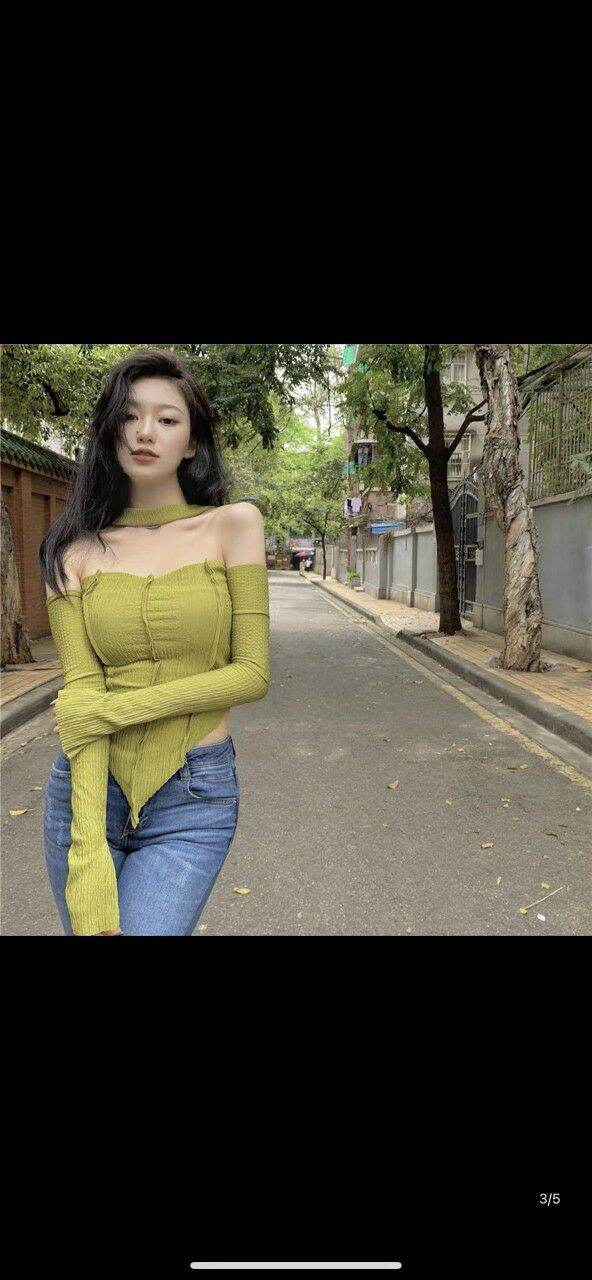 Áo kiểu tay dài kèm chocker sang xịn