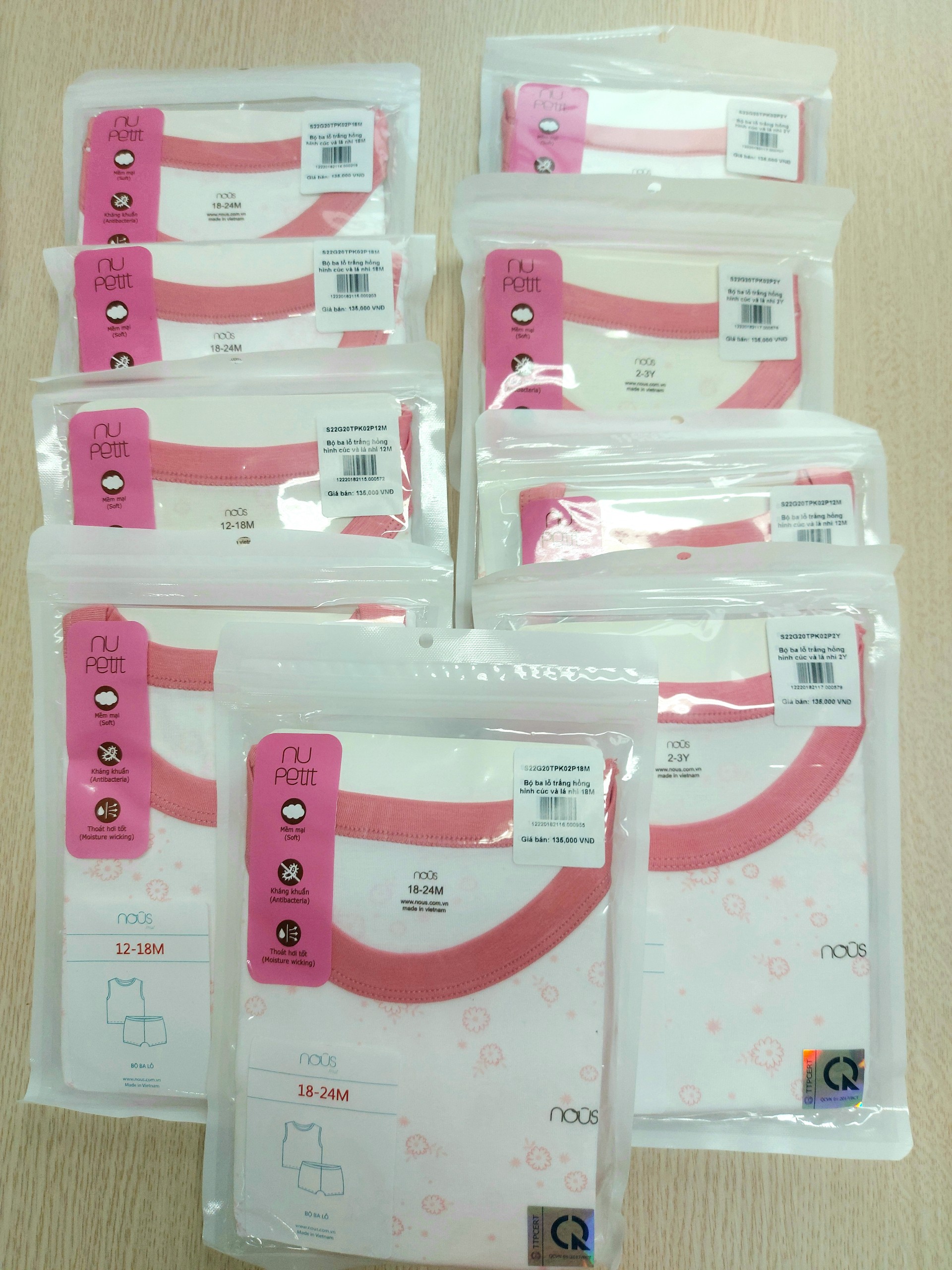 NOUS PETIT BA LỖ BÉ GÁI SIZE 12-18M
