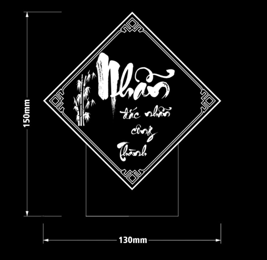 Đèn led 3D khắc chữ Thư pháp Tâm Nhẫn Lộc Thọ