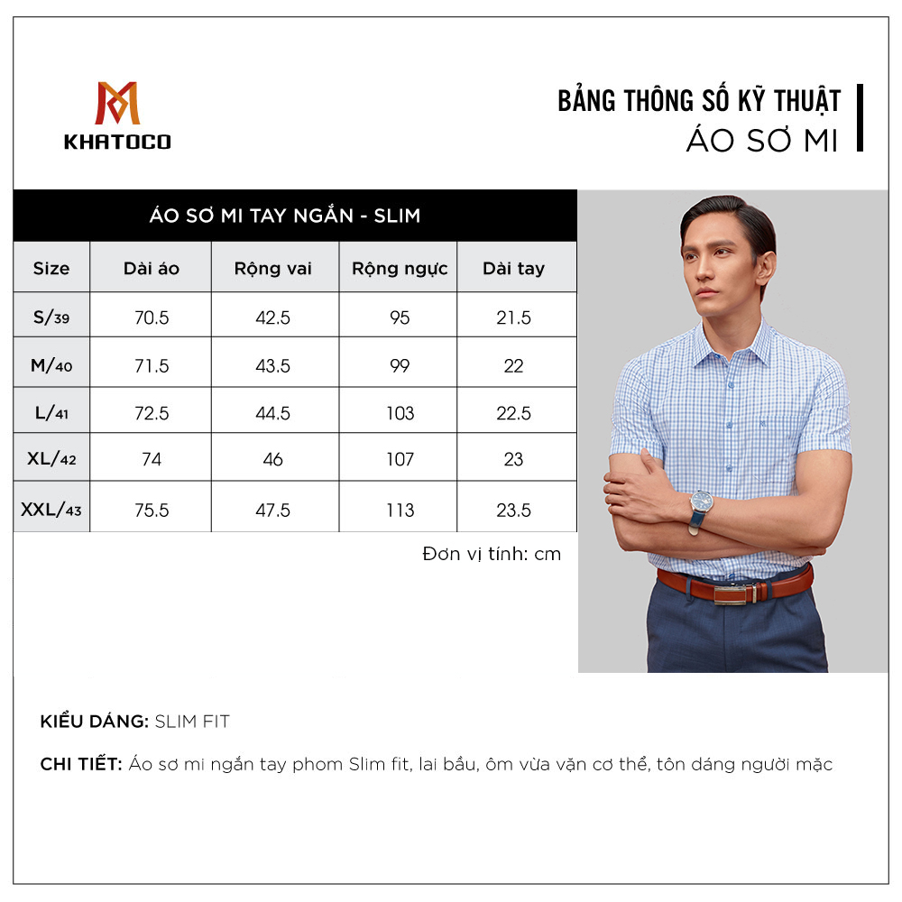 Áo sơ mi ngắn tay Khatoco A1MN378S1-CNCR009-2101-N