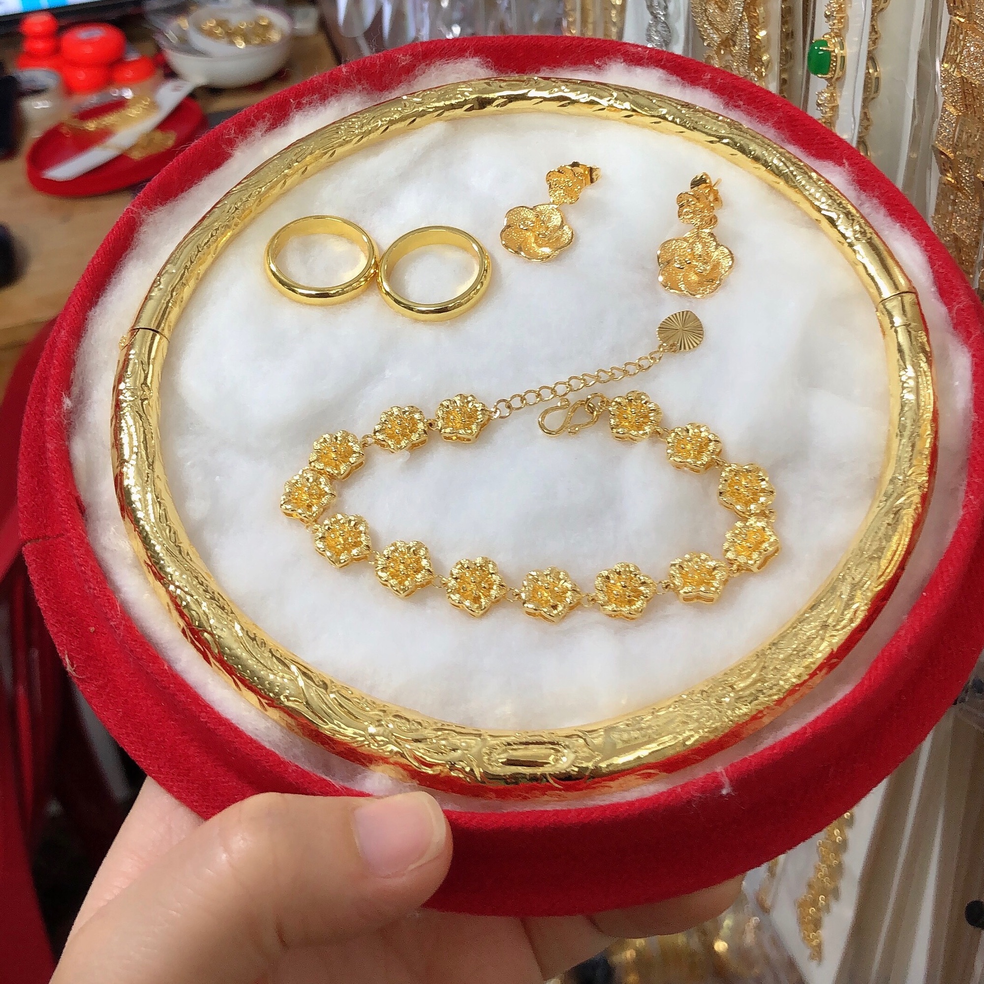 Bộ trang sức cưới mạ vàng 24k 5 món y hình