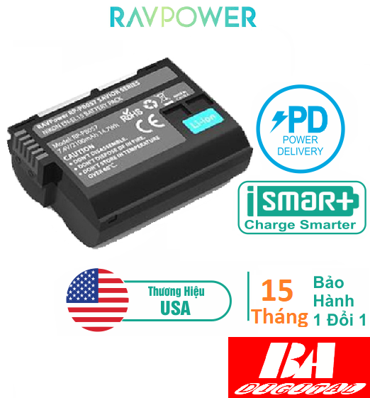 Bộ 1 pin nikon en-el15 - ravpower