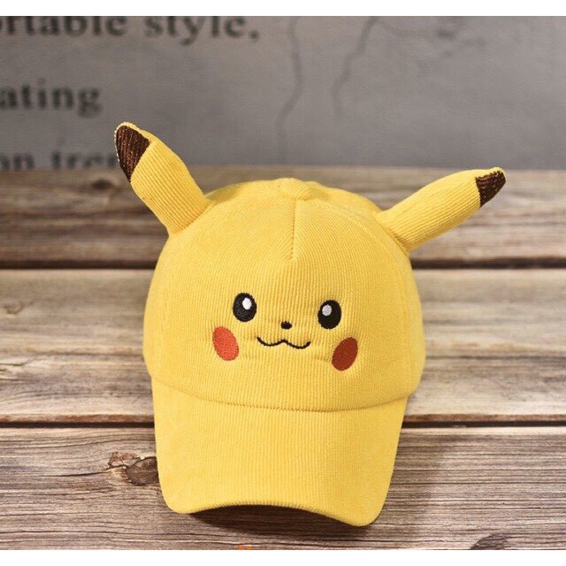 Mũ Nón kết Pikachu cho bé 2-6 tuổi, Vải Nhung Dày vòng đầu 47-52cm