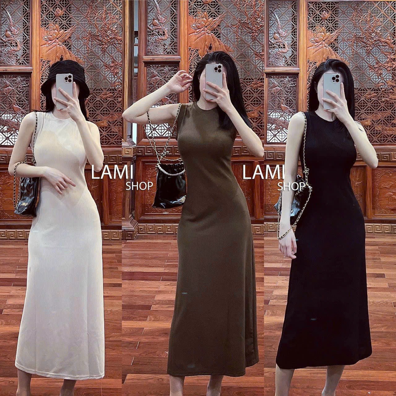 Đầm body nữ thun gân cổ u xẻ đùi cực hot