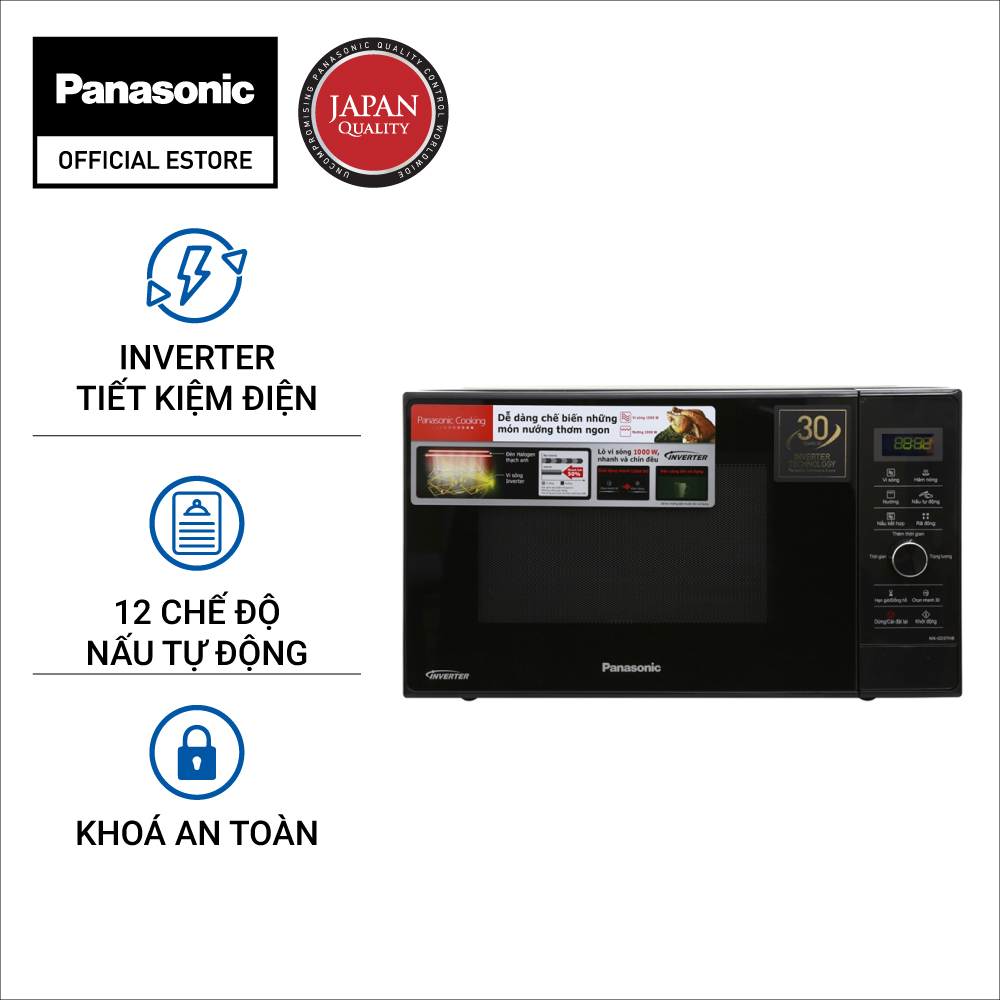 [Trả góp 0%] Lò Vi Sóng Inverter Tích Hợp Nướng Panasonic NN-GD37HBYUE - Dung tích 23L, Công suất 1000W, 15 thực đơn tự động, Bảng điền khiển điện tử, Công nghệ Inverter tiết kiệm điện năng - Bảo Hành Chính Hãng 12 tháng