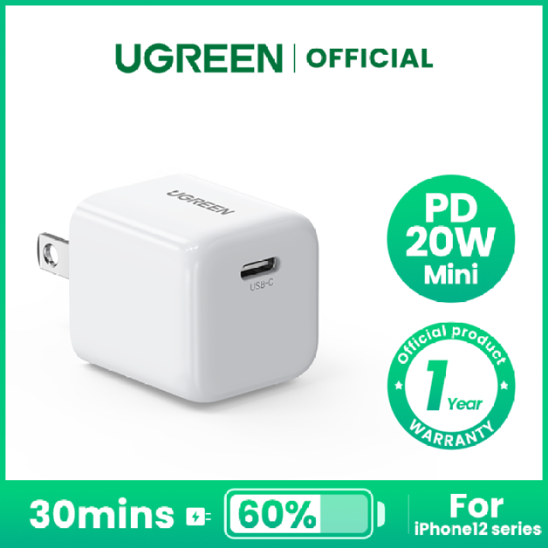 UGREEN Mini 20W USB C Charger PD Fast Charger Block USB-C Power Adapter Compatible for iPhone 13/ 13 Pro/ 13 Pro Max/ 12/12 Mini/12 Pro/12 Pro Max/11, Galaxy, Pixel 4/3, iPad Pro, AirPods Pro