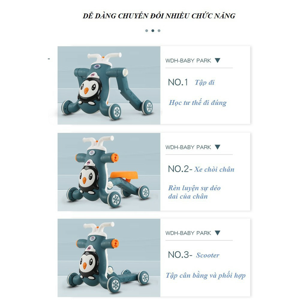 Xe tập đi đa năng 3 trong 1 (xe tập đi , chòi chân, Scooter)