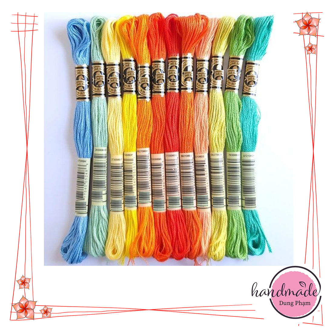 Set 12 tép chỉ thêu - màu như hình / chỉ thêu cotton dc - cxc