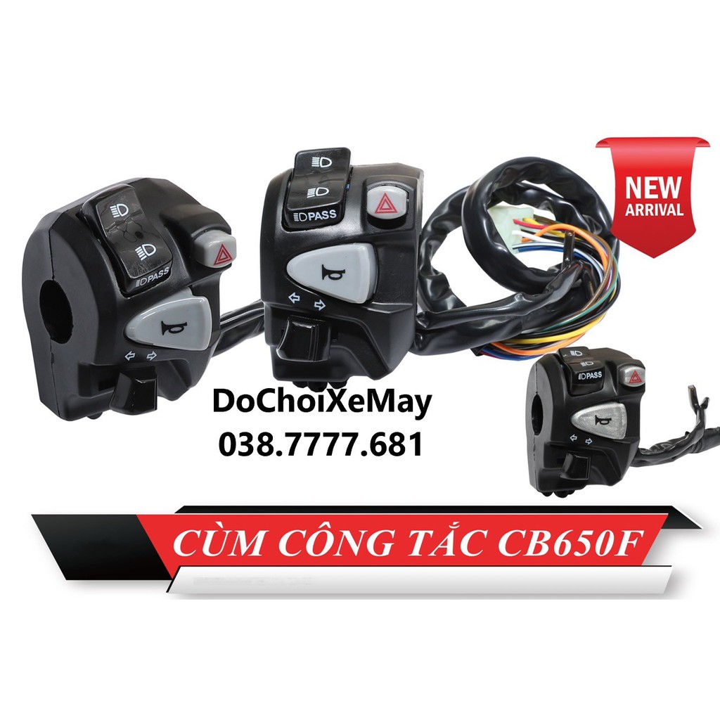 [HCM]Cùm Công Tắc Trái Cb650 Cb1100 Full Chức Năng Gắn Click Vario Exciter 150 Sirius Raider