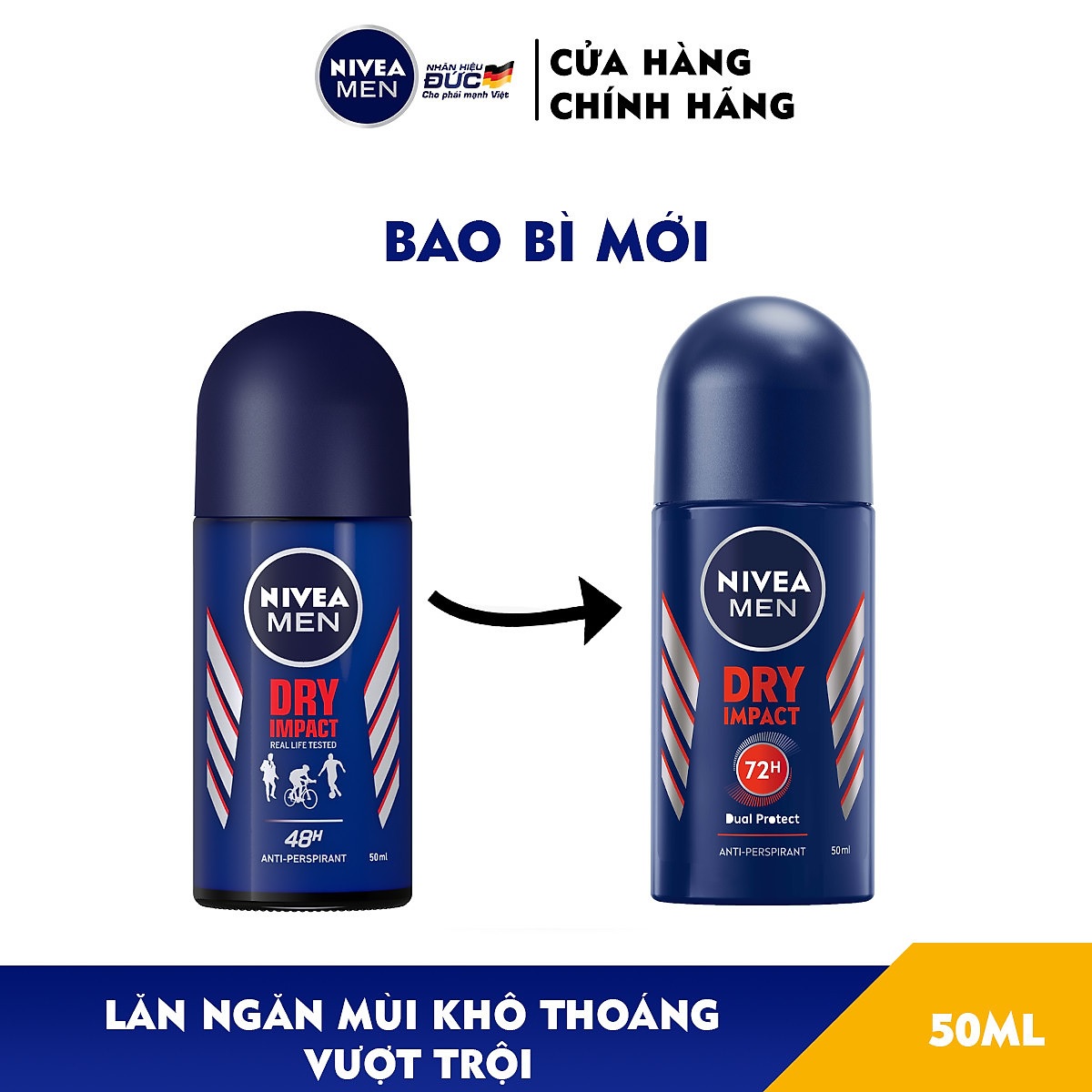 Lăn khử mùi Nivea Nam 50ml ( Chọn Hương)
