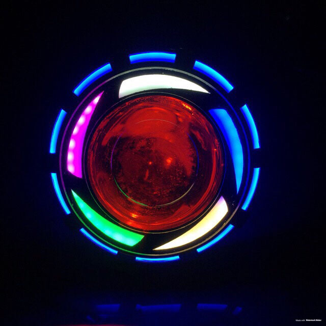 Chất ngầu với Đèn pha led bi cầu mắt quỷ 7 màu (pha mắt cú) BẢO HÀNH 4 THÁNG