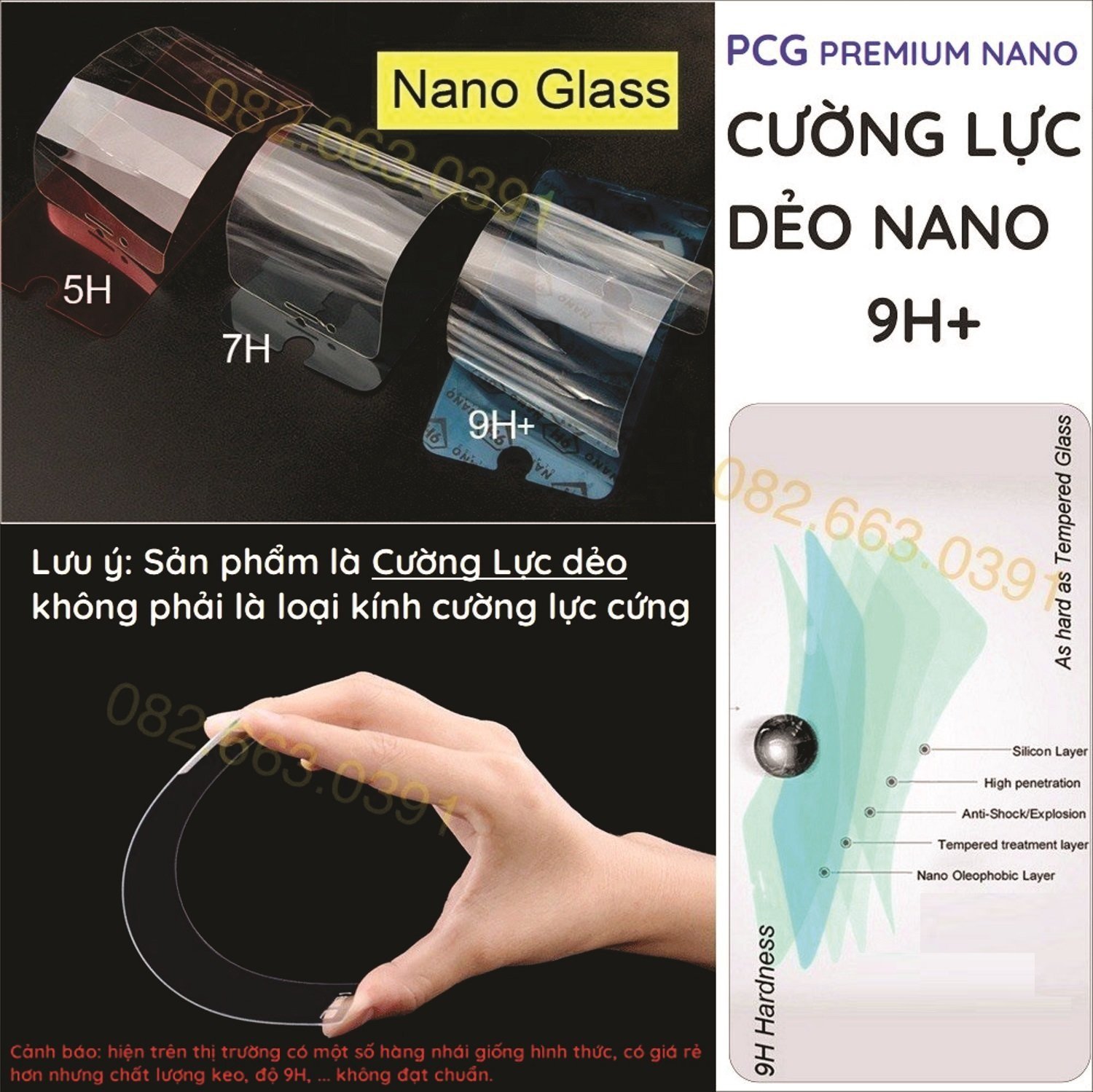 Kính cường lực Iphone 4 4s 5 5s 5c trong suốt và cường lực dẻo nano trong suốt