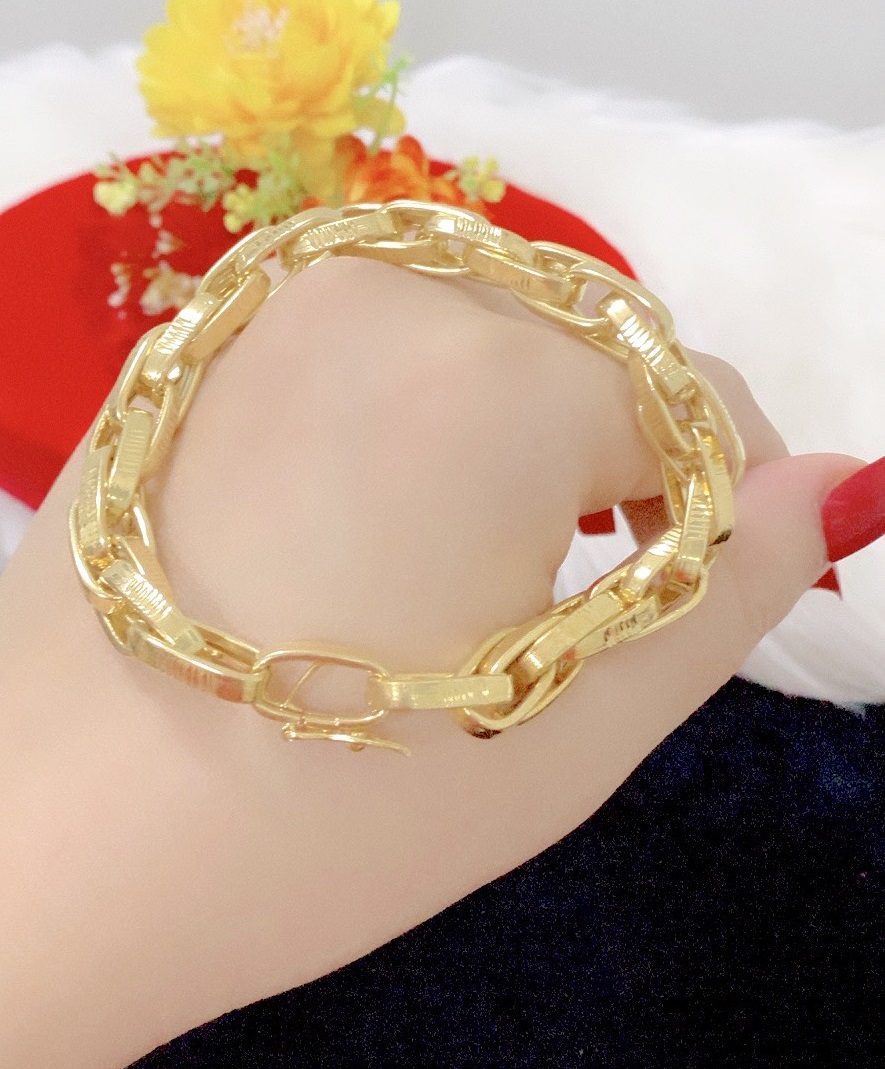 Lắc tay nam nữ mạ vàng 18k, 24k đốt xích cực ll04. 101121 - lắc tay nữ, lắc tay đẹp - phong cách dễ thương