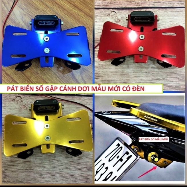 Bộ pat gắn biển số xe máy gập ex150 có đèn led mẫu mới