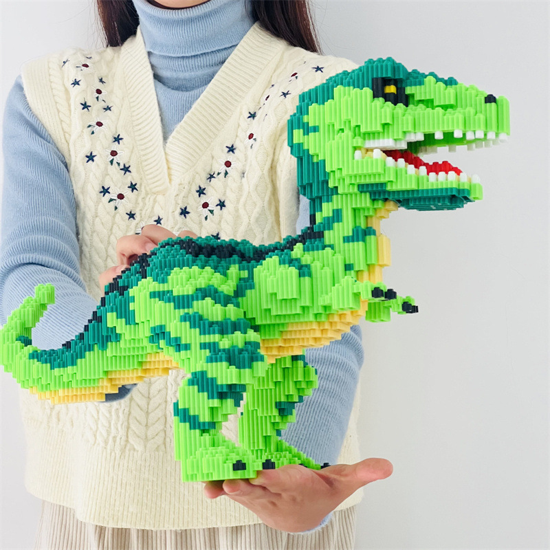 (TẶNG KÈM BÚA) - Đồ Chơi Lắp Ráp Mô Hình Khủng Long 37cm Cho Bé